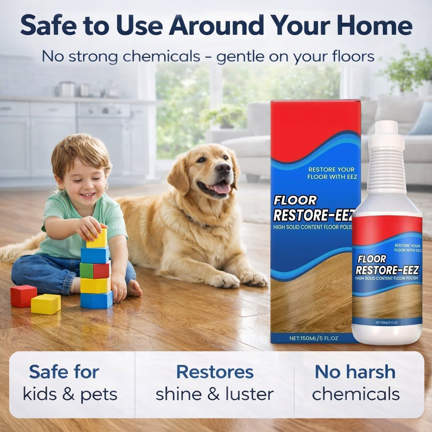 Healrize® Floor Restorer – Fast-drying, non-toxic shine. ✨