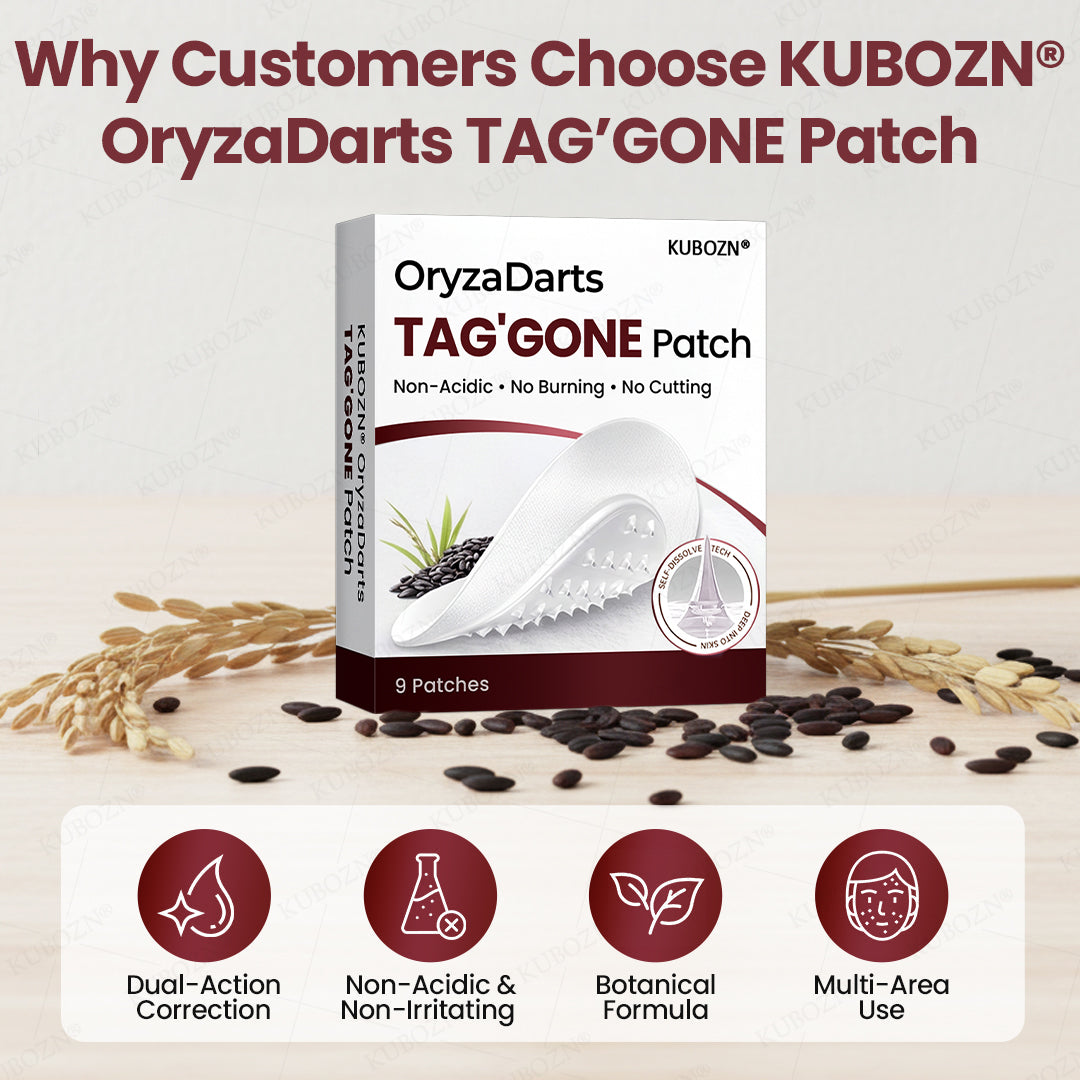 KUBOZN® OryzaDarts TAG’GONE Patch✨Pain-Free Root-Level Removal Powered by Black Rice MicroDarts.