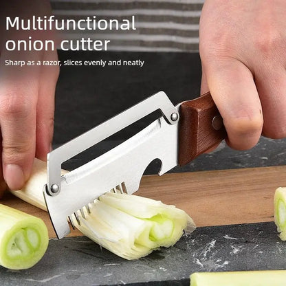 2-in-1 Stainless Steel Peeler & Shredder Set with Wooden Handle