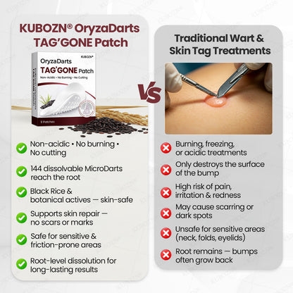 KUBOZN® OryzaDarts TAG’GONE Patch✨Pain-Free Root-Level Removal Powered by Black Rice MicroDarts.