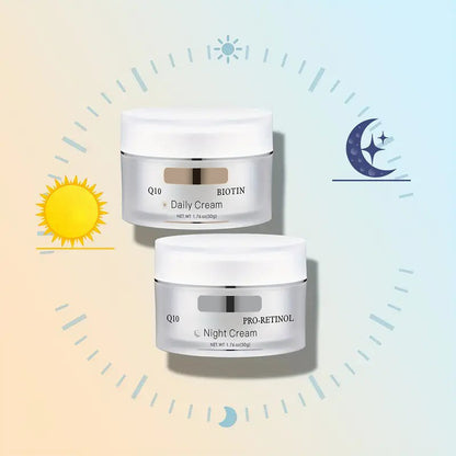 Day Cream + NightCream with Biotin Set, Shea Butter