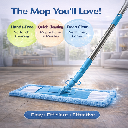 Detachable Coral Fleece Flat Mop with Stainless Steel Handle