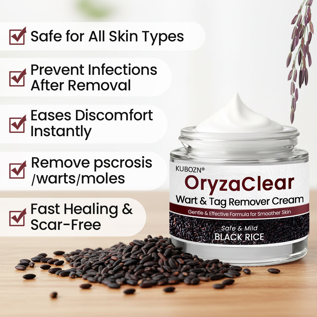 ⭐KUBOZN® OryzaClear – Black Rice Softening Cream · Botanical Care for Skin Tags & Uneven Texture BIGO