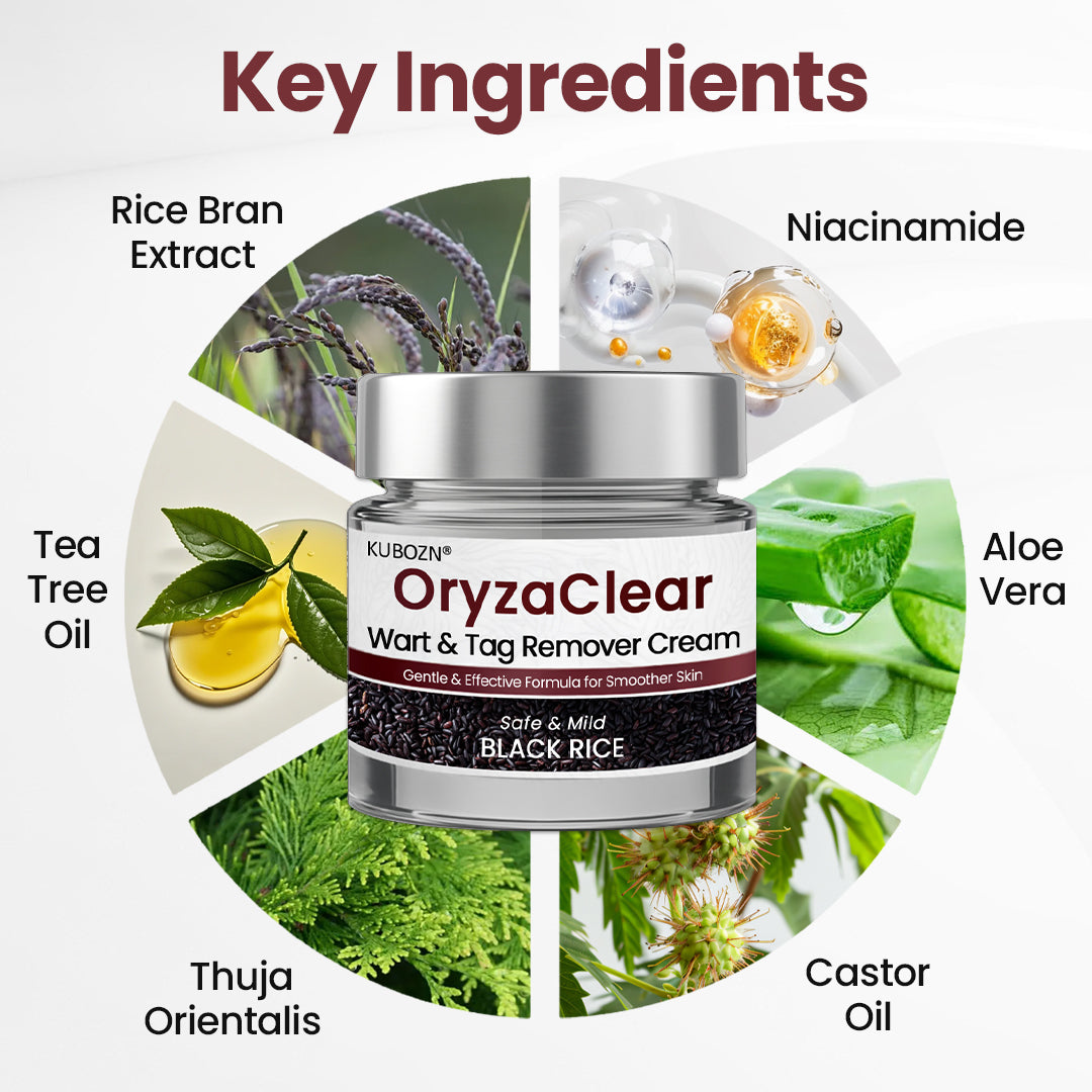 ⭐KUBOZN® OryzaClear – Black Rice Softening Cream · Botanical Care for Skin Tags & Uneven Texture BIGO