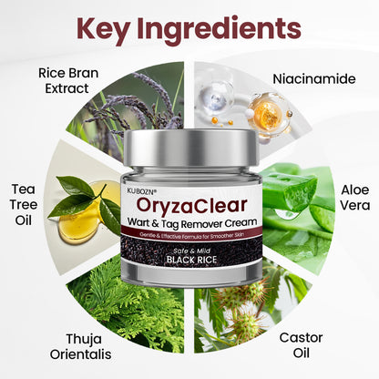 ⭐KUBOZN® OryzaClear – Black Rice Softening Cream · Botanical Care for Skin Tags & Uneven Texture BIGO