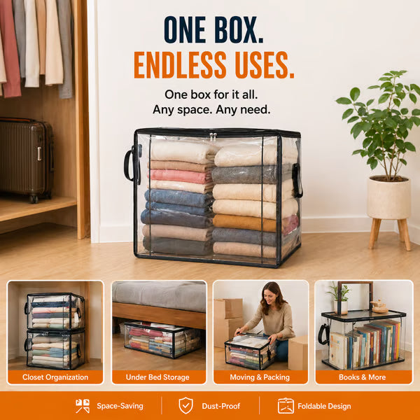 🎁 Transparent Large-Capacity Dustproof & Moisture-Proof Storage Bag – Declutter Your Home Fast ✨ (offer)