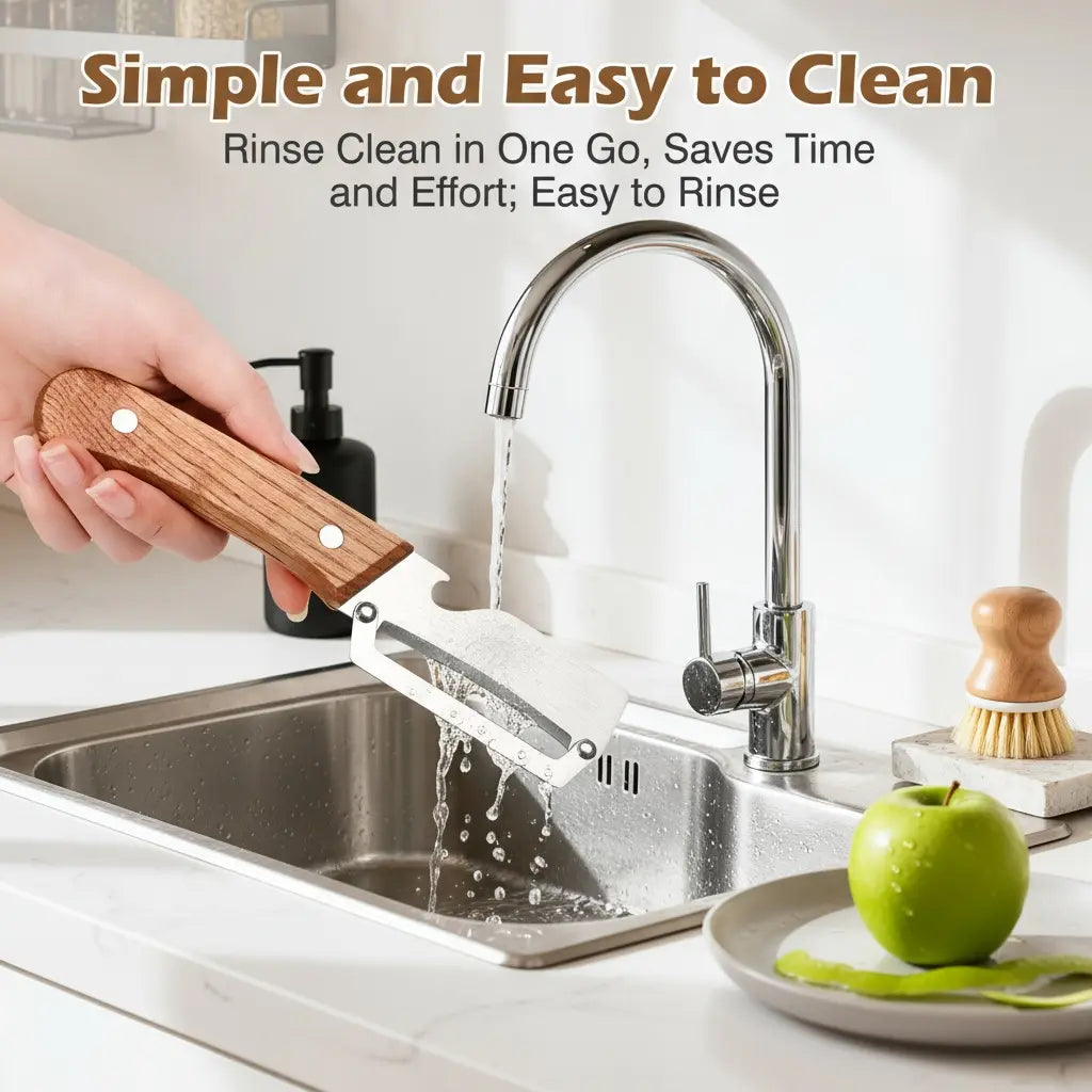 2-in-1 Stainless Steel Peeler & Shredder Set with Wooden Handle