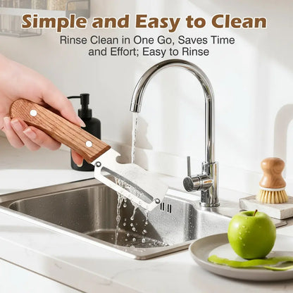 2-in-1 Stainless Steel Peeler & Shredder Set with Wooden Handle