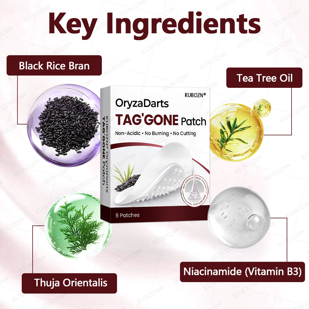 KUBOZN® OryzaDarts TAG’GONE Patch✨Pain-Free Root-Level Removal Powered by Black Rice MicroDarts.