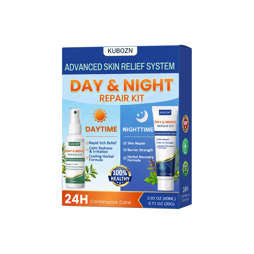 KUBOZN® Psoriasis Day & Night Repair System - 100% Steroid-Free Relief Duo for Plaques, Scaling & Itch