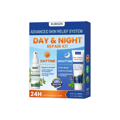 KUBOZN® Psoriasis Day & Night Repair System - 100% Steroid-Free Relief Duo for Plaques, Scaling & Itch