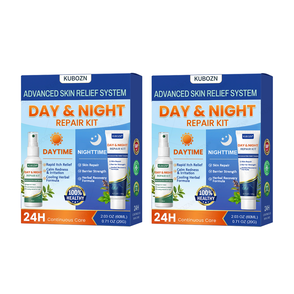 KUBOZN® Psoriasis Day & Night Repair System - 100% Steroid-Free Relief Duo for Plaques, Scaling & Itch