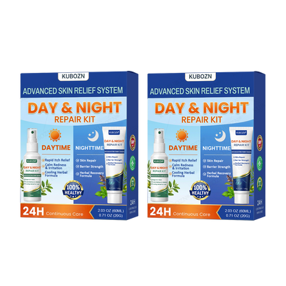 KUBOZN® Psoriasis Day & Night Repair System - 100% Steroid-Free Relief Duo for Plaques, Scaling & Itch