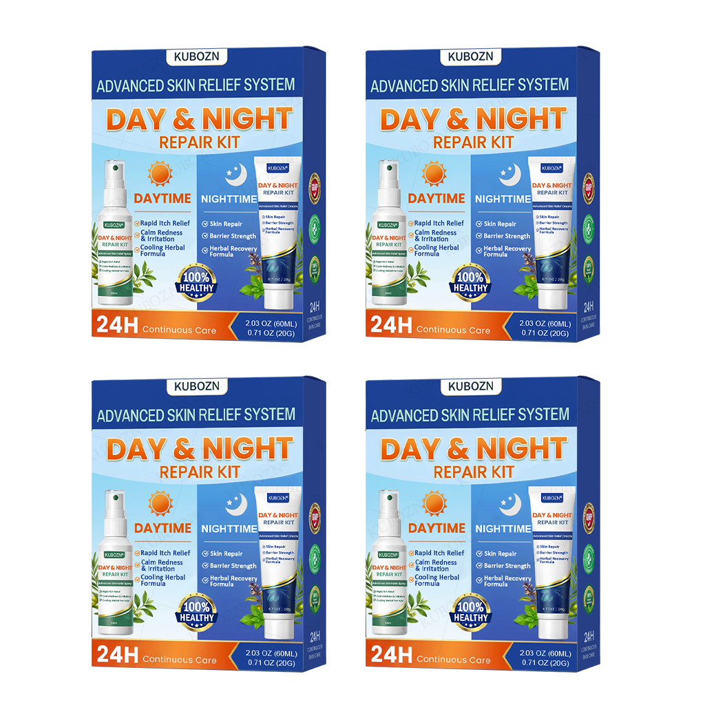 KUBOZN® Psoriasis Day & Night Repair System - 100% Steroid-Free Relief Duo for Plaques, Scaling & Itch