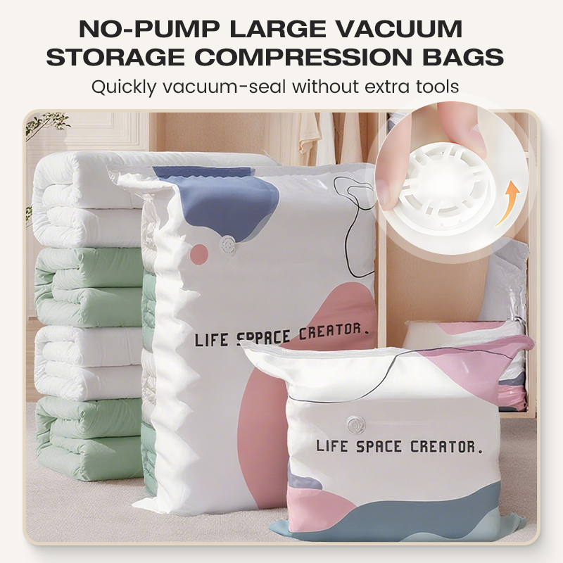 🥳2026 HOT SALE🥳💞 50% OFF! KUBOZN® No‑Pump Vacuum Storage Bags – Press & seal, no pump needed. Saves 80% space, keeps clothes dry & dust‑free. Perfect for bulky bedding & off‑season gear. 🛏️🗄️