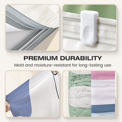 🥳2026 HOT SALE🥳💞 50% OFF! KUBOZN® No‑Pump Vacuum Storage Bags – Press & seal, no pump needed. Saves 80% space, keeps clothes dry & dust‑free. Perfect for bulky bedding & off‑season gear. 🛏️🗄️